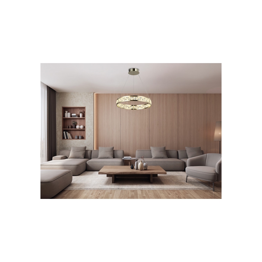 Dimeriuojama LED krištolinė liustra ant laido ENRIQUE LED/55W//230V 3000-6000K skersmuo 80 cm + nuotolinio valdymo pultas