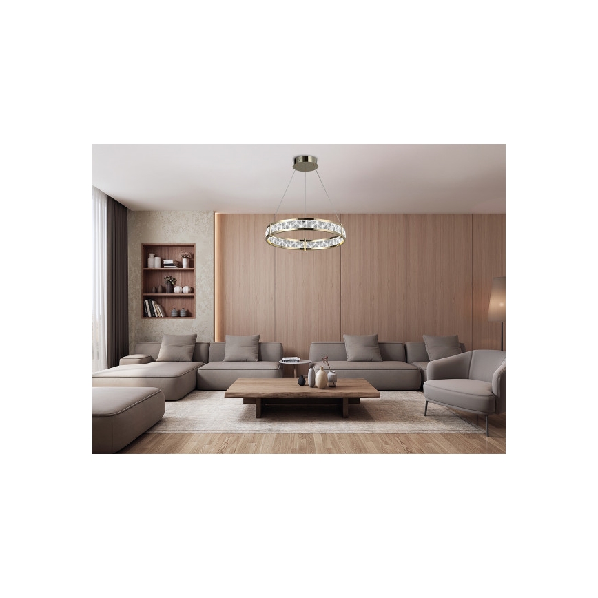 Dimeriuojama LED krištolinė liustra ant laido ENRIQUE LED/55W//230V 3000-6000K skersmuo 80 cm + nuotolinio valdymo pultas