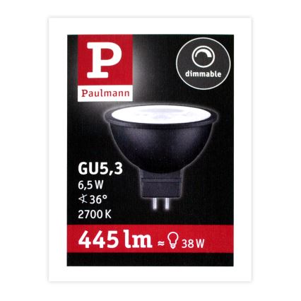 LED Reguliuojama prožektoriaus lemputė GU5,3/6,5W/12V 2700K - Paulmann 28757