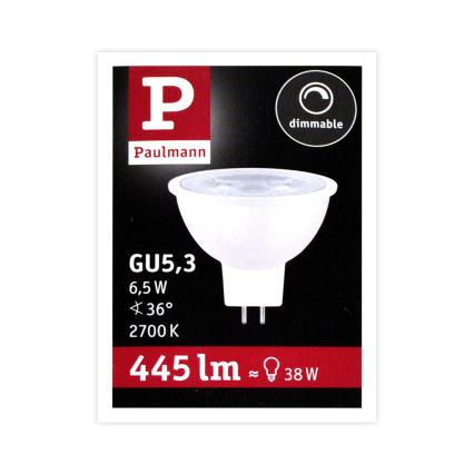 LED Reguliuojama prožektoriaus lemputė GU5.3/6.5W/12V 2700K – Paulmann 28758