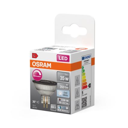 LED reguliuojama reflektorinė lemputė MR16 GU5,3/5W/12V 4000K 36° CRI 90 - Osram