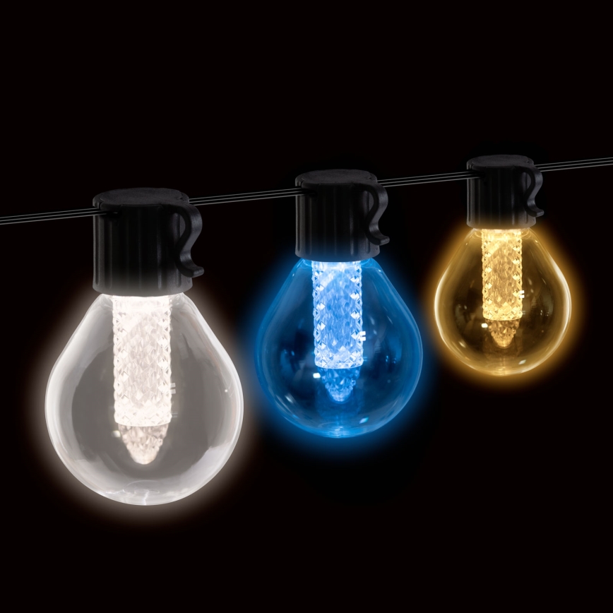 LED reguliuojamo ryškumo saulės girlianda 15xLED/1,5W/3,7/5V 2700-10000K 2200 mAh 9 m IP65 juoda + nuotolinio valdymo pultelis