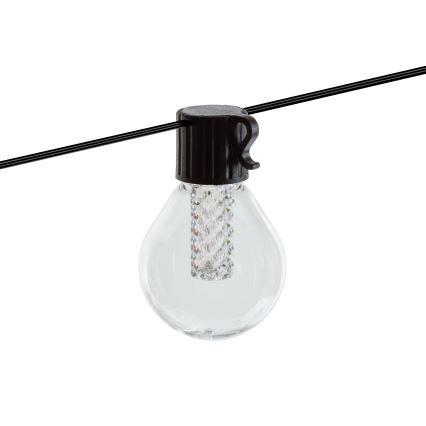 LED reguliuojamo ryškumo saulės girlianda 15xLED/1,5W/3,7/5V 2700-10000K 2200 mAh 9 m IP65 juoda + nuotolinio valdymo pultelis