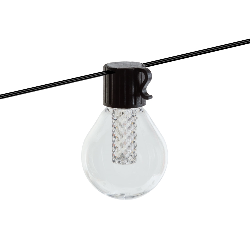 LED reguliuojamo ryškumo saulės girlianda 15xLED/1,5W/3,7/5V 2700-10000K 2200 mAh 9 m IP65 juoda + nuotolinio valdymo pultelis