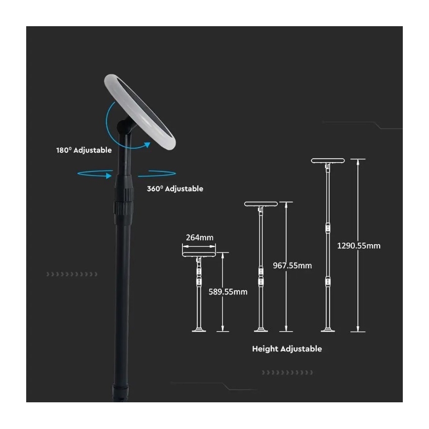 LED Reguliuojama saulės lempa GARDEN LED/8W/5V 60-129 cm 4000K IP65