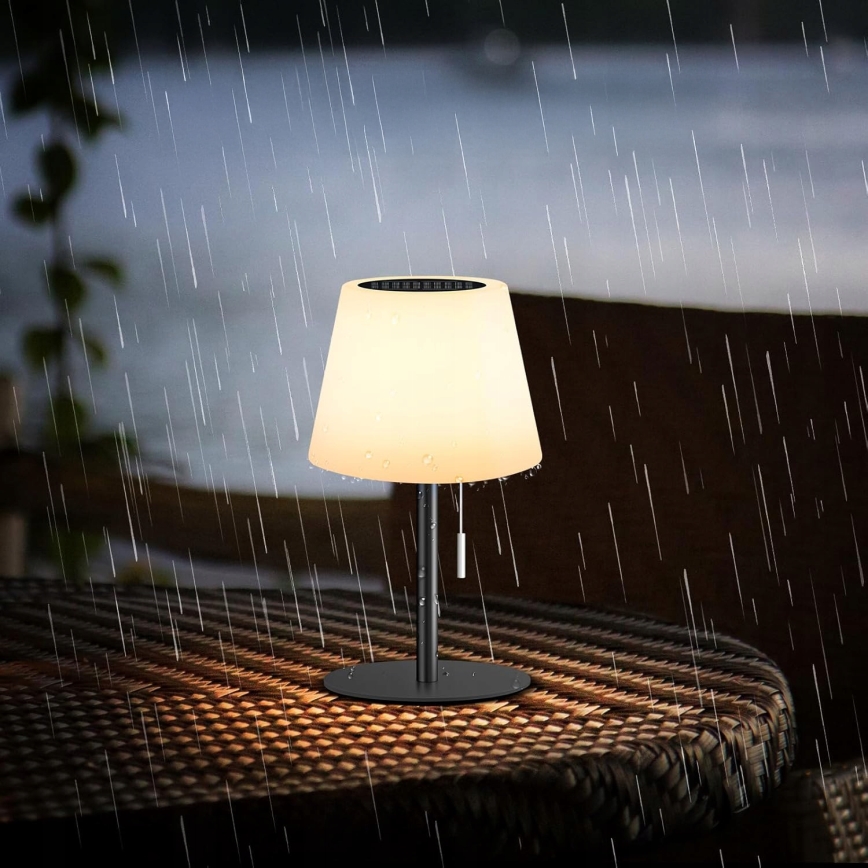 LED Reguliuojama saulės lempa LED/2W/5V USB 1200 mAh IP44 balta/juoda