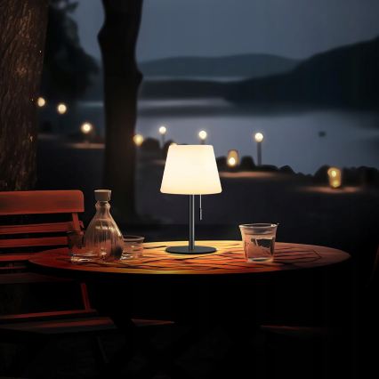 LED Reguliuojama saulės lempa LED/2W/5V USB 1200 mAh IP44 balta/juoda