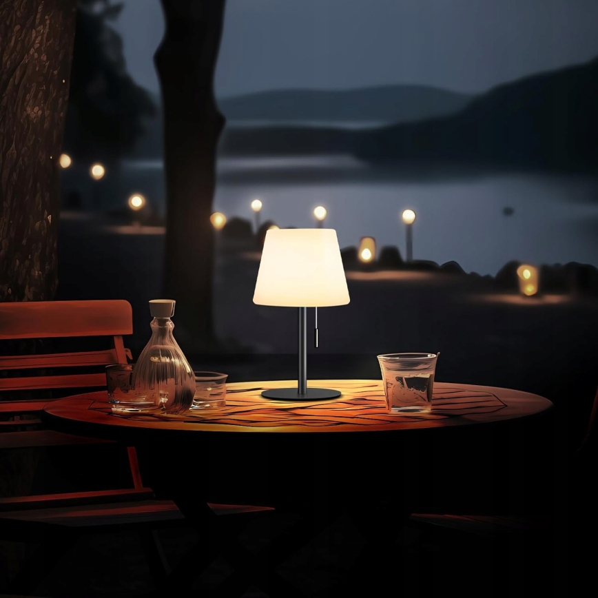 LED Reguliuojama saulės lempa LED/2W/5V USB 1200 mAh IP44 balta/juoda