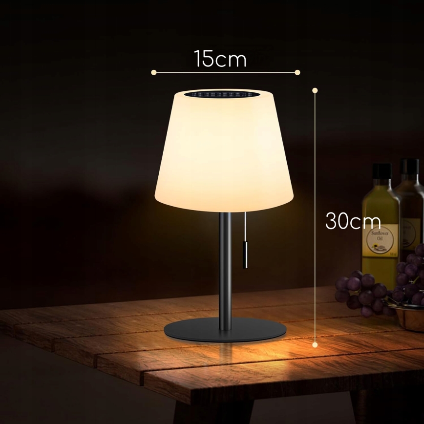 LED Reguliuojama saulės lempa LED/2W/5V USB 1200 mAh IP44 balta/juoda