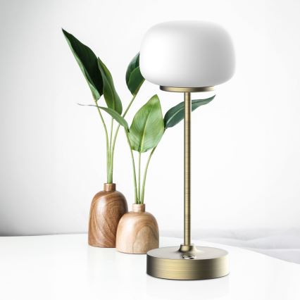 LED reguliuojama jutiklinė stalinė lempa RIMINI LED/2W/5V USB 2000 mAh auksinė/balta