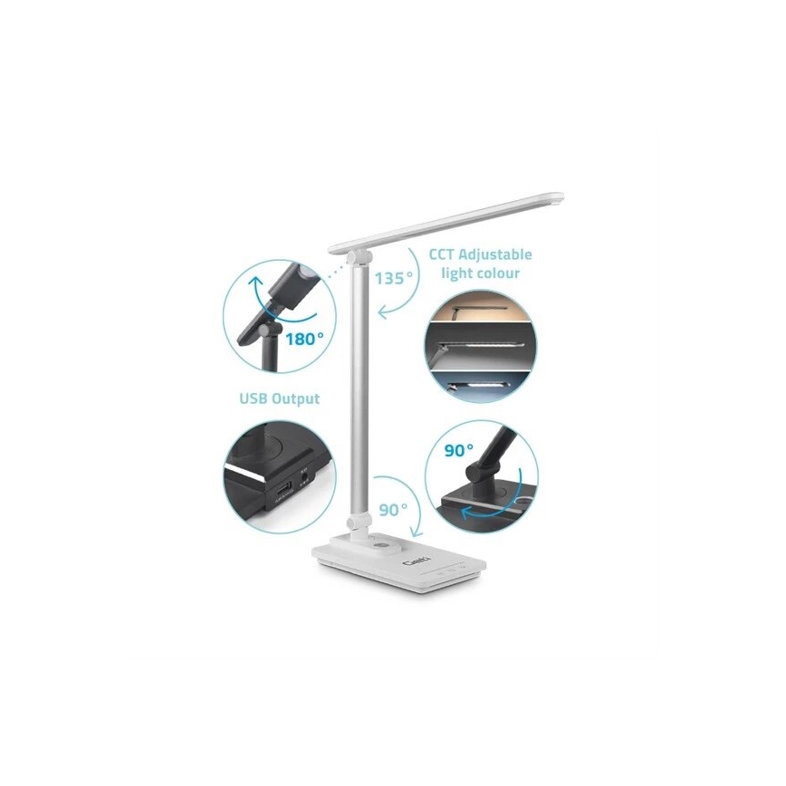 LED reguliuojama stalinė lempa su USB LED/9W/230V 3000K/4000K/5500K balta