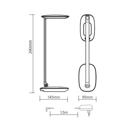 LED Reguliuojama stalinė lempa su USB MOANA LED/6W/230V mėlyna