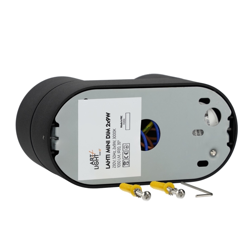 LED Reguliuojamas akcentinis šviestuvas LAHTI MINI 2xLED/9W/230V 3000K CRI 90 juodas
