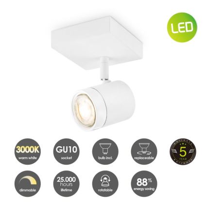 LED Reguliuojamas akcentinis šviestuvas MANU 1xGU10/5,8W/230V baltas