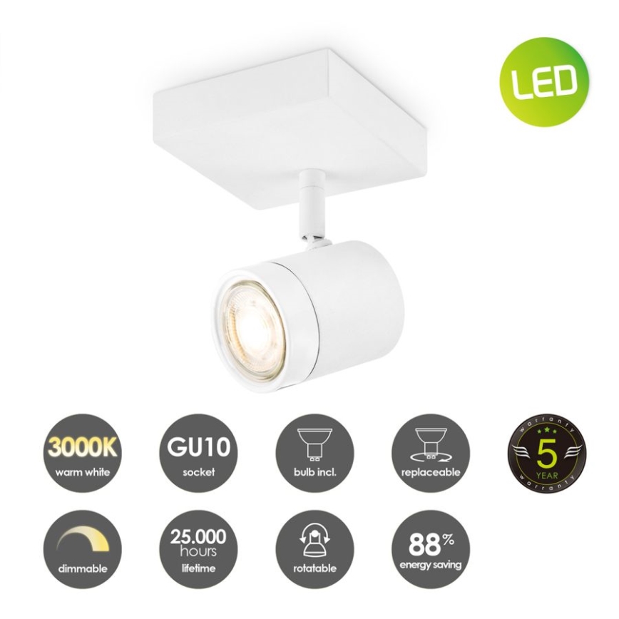 LED Reguliuojamas akcentinis šviestuvas MANU 1xGU10/5,8W/230V baltas
