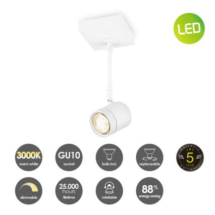 LED Reguliuojamas akcentinis šviestuvas MANU 1xGU10/5,8W/230V baltas