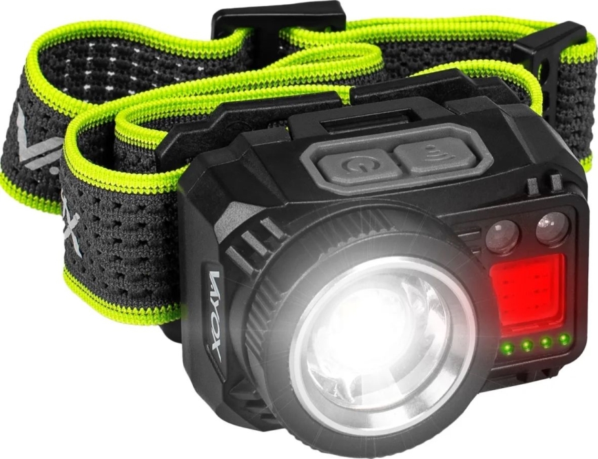 LED reguliuojamas įkraunamas galvos žibintas su jutikliu ir raudona šviesa LED/6W/5V/3xAAA IP66 500 lm 1200 mAh