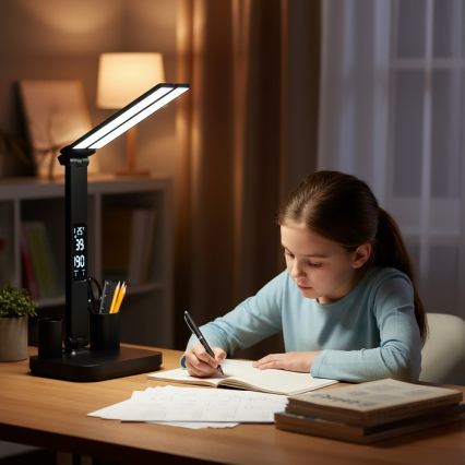 LED dimeriuojamas įkraunamas stalinis šviestuvas NOBLITE P LED/5W/5V 3000/4000/6000K 2200 mAh juodas