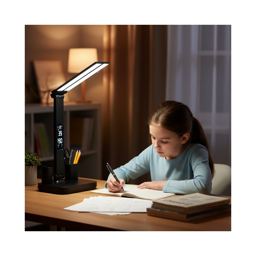 LED dimeriuojamas įkraunamas stalinis šviestuvas NOBLITE P LED/5W/5V 3000/4000/6000K 2200 mAh juodas