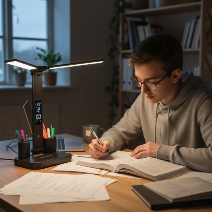 LED dimeriuojamas įkraunamas stalinis šviestuvas NOBLITE P LED/5W/5V 3000/4000/6000K 2200 mAh juodas
