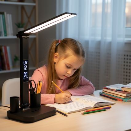 LED dimeriuojamas įkraunamas stalinis šviestuvas NOBLITE P LED/5W/5V 3000/4000/6000K 2200 mAh juodas