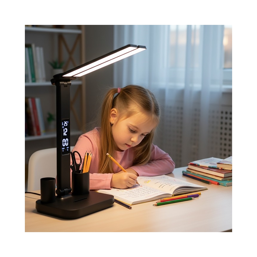 LED dimeriuojamas įkraunamas stalinis šviestuvas NOBLITE P LED/5W/5V 3000/4000/6000K 2200 mAh juodas
