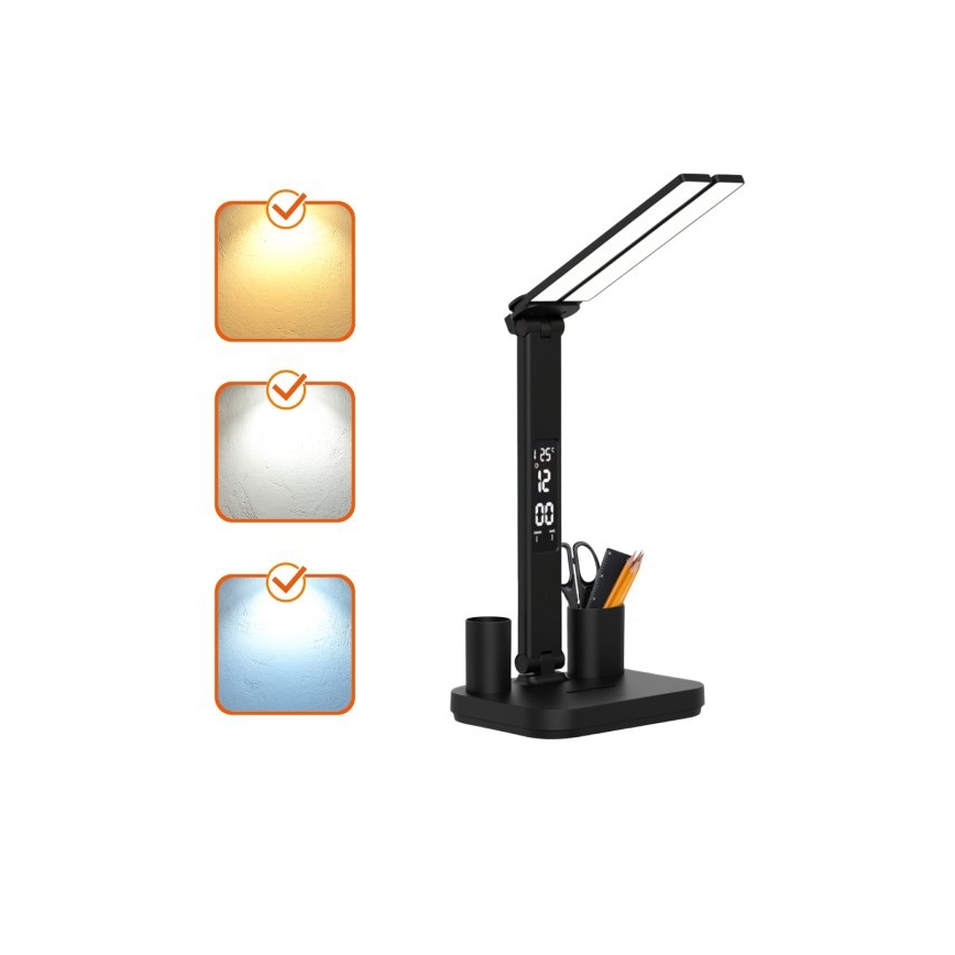 LED dimeriuojamas įkraunamas stalinis šviestuvas NOBLITE P LED/5W/5V 3000/4000/6000K 2200 mAh juodas