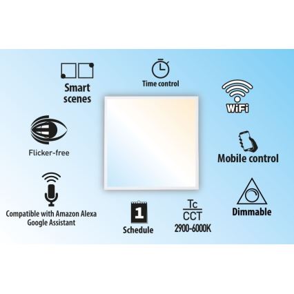 LED Reguliuojamas įleidžiamas skydelis LIBRA LED/40W/230V 2900-6000K Wi-Fi Tuya