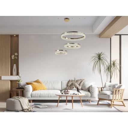 Reguliuojamas LED krištolinis liustras ant laido THALIA LED/120W/230V 3000-6000K + nuotolinis valdymas