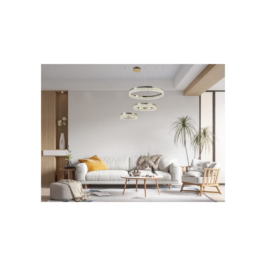 Reguliuojamas LED krištolinis liustras ant laido THALIA LED/120W/230V 3000-6000K + nuotolinis valdymas