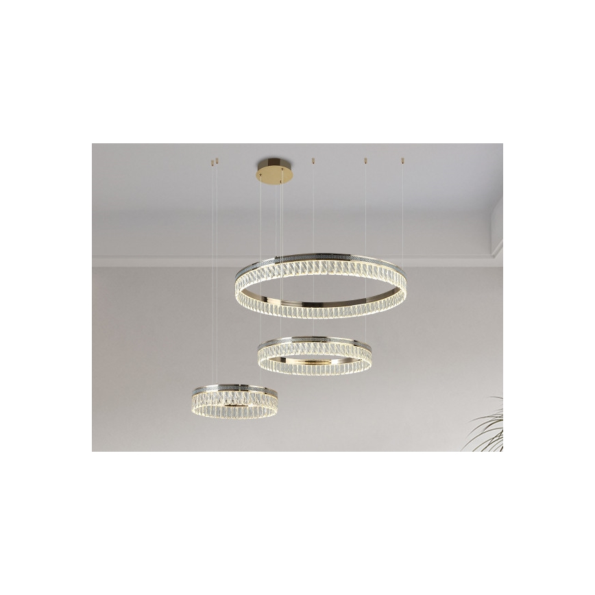 Reguliuojamas LED krištolinis liustras ant laido THALIA LED/120W/230V 3000-6000K + nuotolinis valdymas
