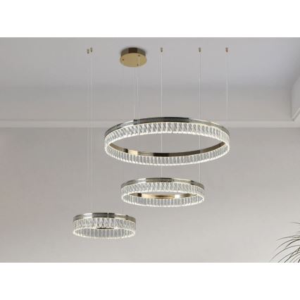 Reguliuojamas LED krištolinis liustras ant laido THALIA LED/120W/230V 3000-6000K + nuotolinis valdymas