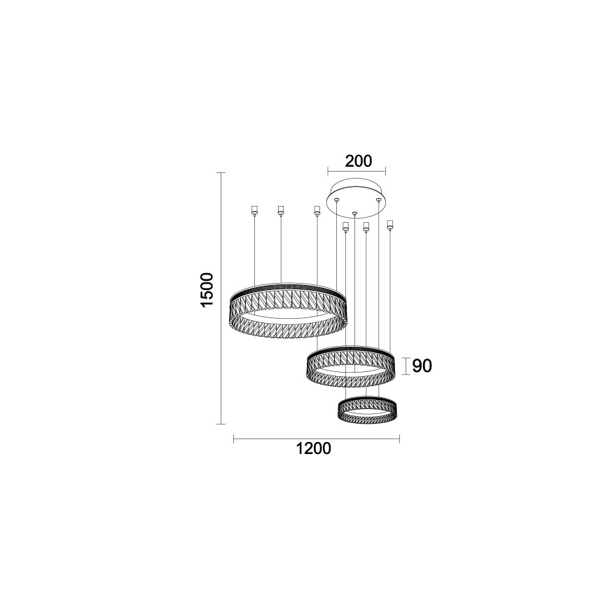 Reguliuojamas LED krištolinis liustras ant laido THALIA LED/120W/230V 3000-6000K + nuotolinis valdymas
