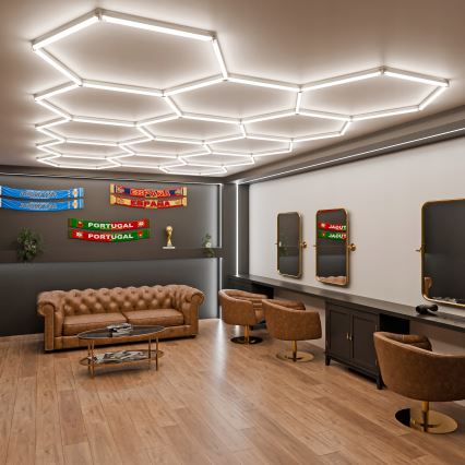 Dimeriuojamas LED lubinis šviestuvas HEXAGON LED/570W/85-265V 5000K 522x298 cm CRI 90 IP54 balta