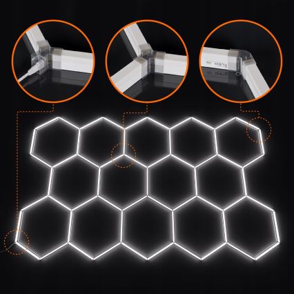 Dimeriuojamas LED lubinis šviestuvas HEXAGON LED/570W/85-265V 5000K 522x298 cm CRI 90 IP54 balta