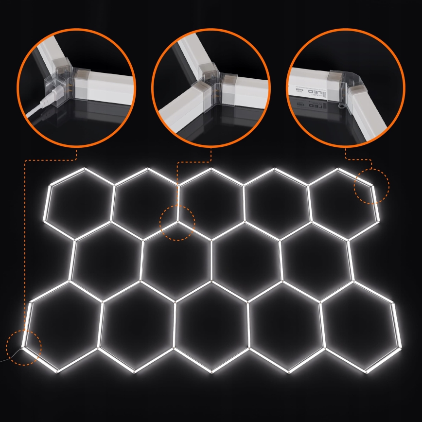 Dimeriuojamas LED lubinis šviestuvas HEXAGON LED/570W/85-265V 5000K 522x298 cm CRI 90 IP54 balta