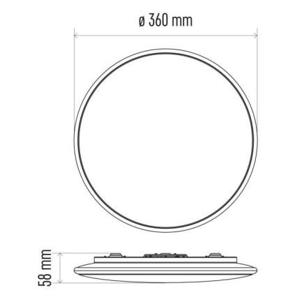 LED Reguliuojamas lubinis šviestuvas LED/24W/230V apvalus + valdymo pultas 2700K-6500K