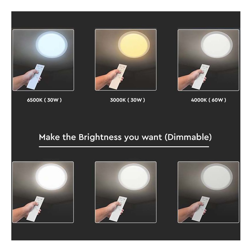 LED Reguliuojamas lubinis šviestuvas LED/40W/230V 3000K/4000K/6500K + valdymo pultas