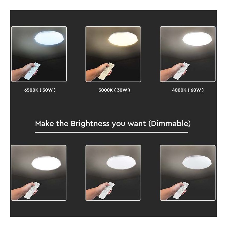 LED Reguliuojamas lubinis šviestuvas LED/40W/230V 3000K/4000K/6500K + valdymo pultas