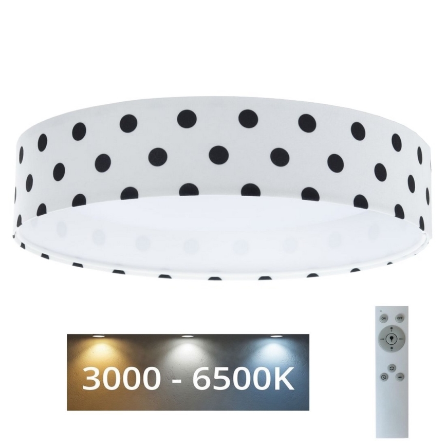 LED Reguliuojamas lubinis šviestuvas SMART GALAXY KIDS LED/24W/230V 3000-6500K taškai balti/juodi + nuotolinio valdymo pultas