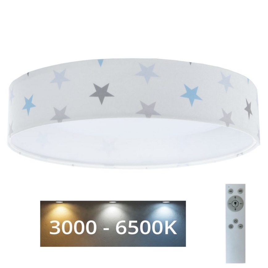 LED Reguliuojamas lubinis šviestuvas SMART GALAXY KIDS LED/24W/230V 3000-6500K žvaigždės balta/pilka/mėlyna + nuotolinio valdymo pultas