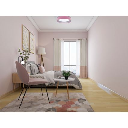 LED Reguliuojamas lubinis šviestuvas SMART GALAXY LED/24W/230V rožinė/sidabrinė 3000-6500K + nuotolinio valdymo pultas