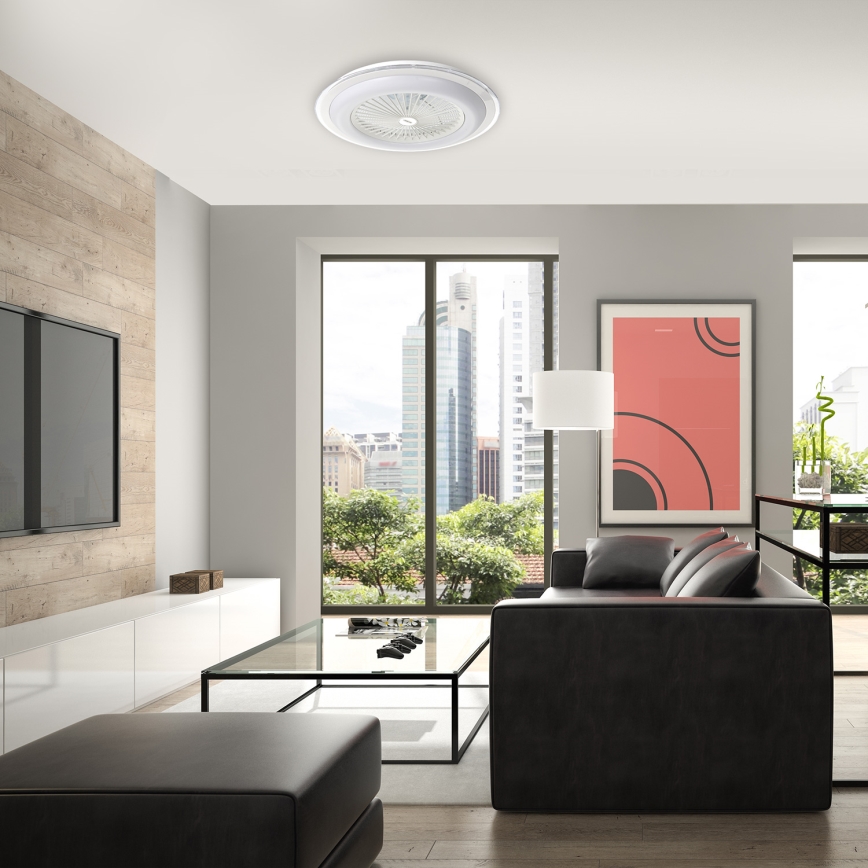 LED Reguliuojamas lubinis šviestuvas su ventiliatoriumi ZONDA LED/48W/230V 3000-6000K baltas + valdymo pultas