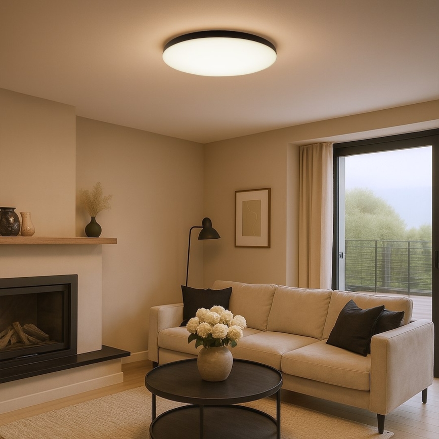 Dimeriuojamas LED lubinis šviestuvas SIENA LED/80W/230V 3000-6000K skersmuo 75 cm juodas + nuotolinis pultelis