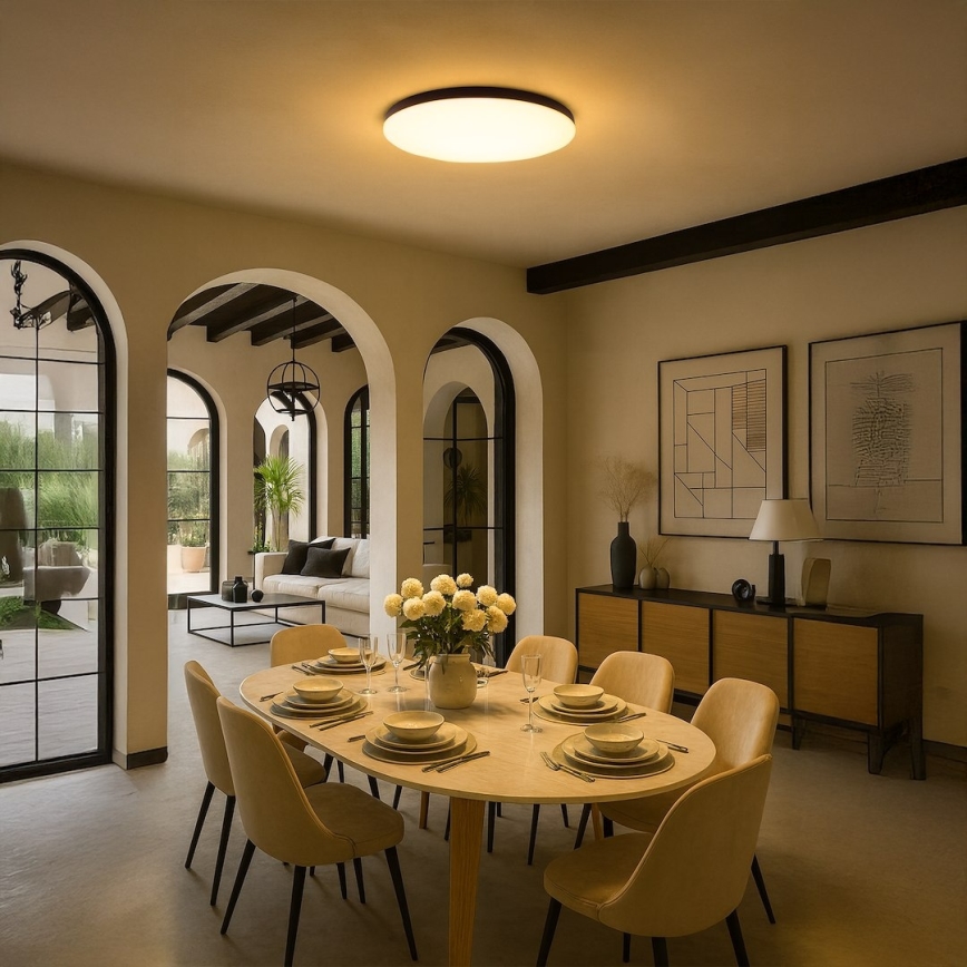 Dimeriuojamas LED lubinis šviestuvas SIENA LED/80W/230V 3000-6000K skersmuo 75 cm juodas + nuotolinis pultelis