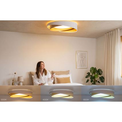Dimeriuojamas lubinis šviestuvas SMART GALAXY MODERN LED/24W/230V 3000-6500K skersmuo 55 cm balta/kreminė/auksinė + nuotolinis valdymas