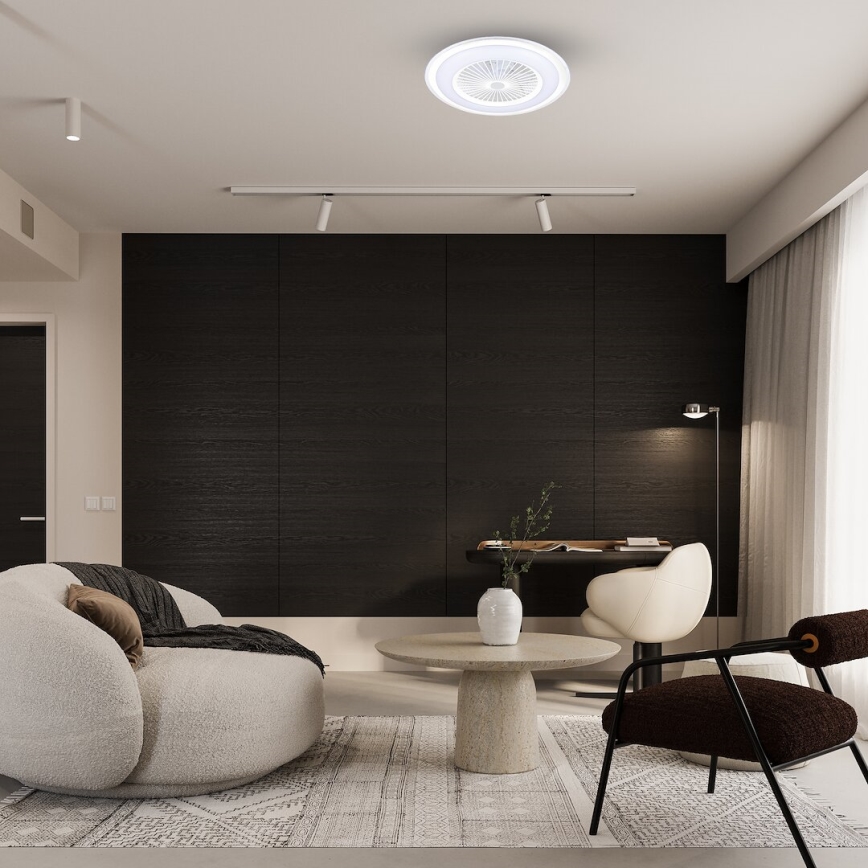 LED Reguliuojamas lubinis šviestuvas su ventiliatoriumi ZONDA LED/48W/230V 3000-6000K baltas + nuotolinis valdymas