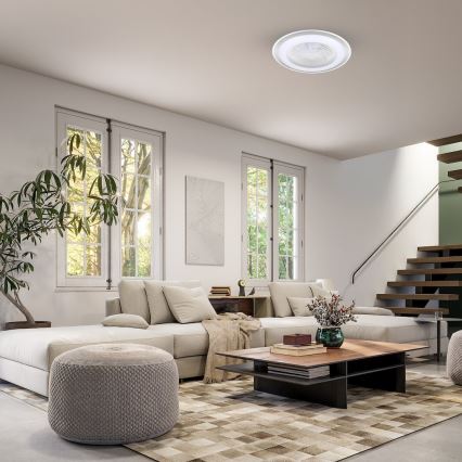 LED Reguliuojamas lubinis šviestuvas su ventiliatoriumi ZONDA LED/48W/230V 3000-6000K sidabrinis + nuotolinio valdymo pultas