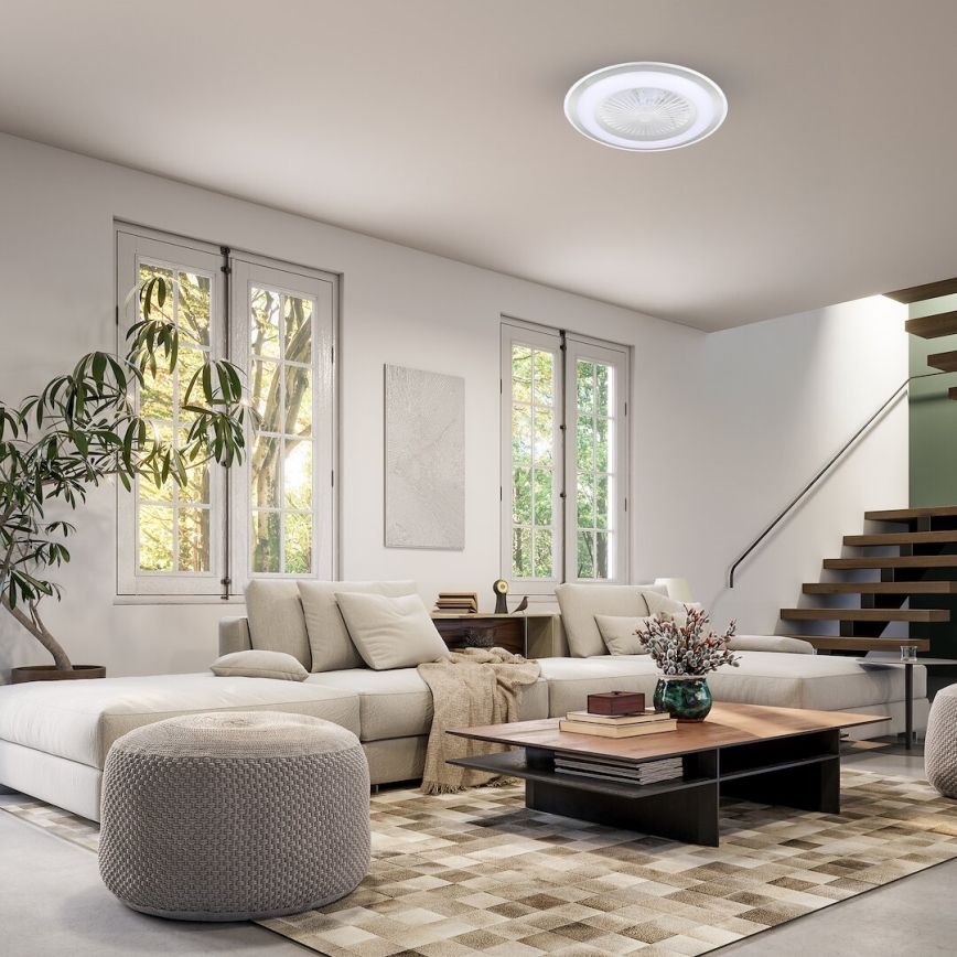 LED Reguliuojamas lubinis šviestuvas su ventiliatoriumi ZONDA LED/48W/230V 3000-6000K sidabrinis + nuotolinio valdymo pultas