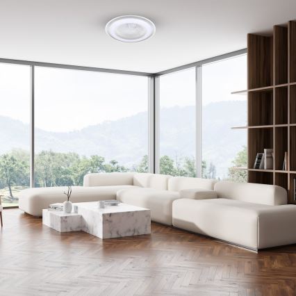 LED Reguliuojamas lubinis šviestuvas su ventiliatoriumi ZONDA LED/48W/230V 3000-6000K sidabrinis + nuotolinio valdymo pultas